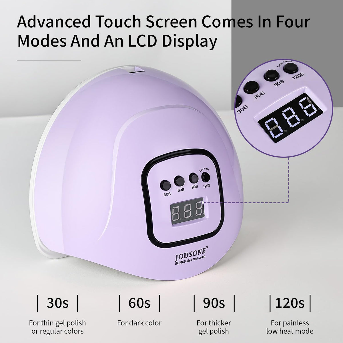 JODSONE LCD control panel and 4 timers for precise curing feedback