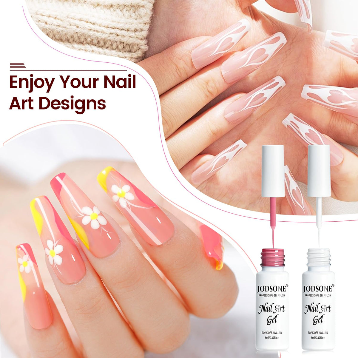 JODSONE gel liner applied on nail for crisp detailed design