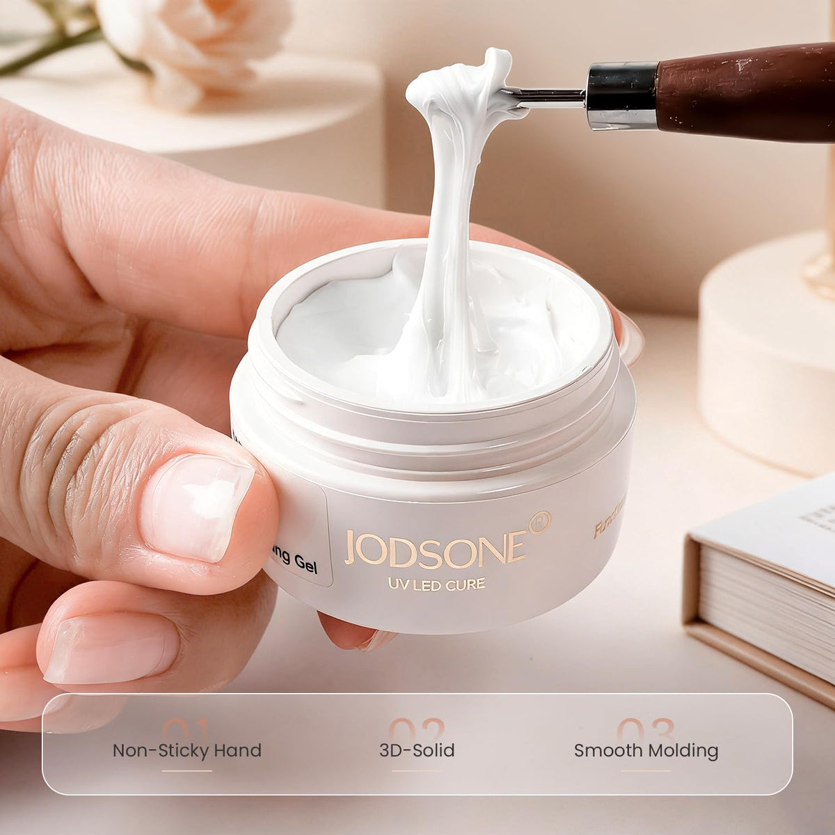 JODSONE gel pressed into silicone mold, highlights consistent shape benefit