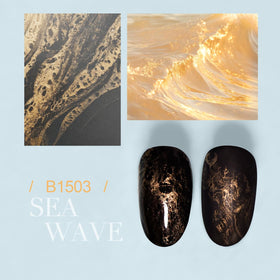 JODSONE wave effect on black nail, high contrast and dramatic texture