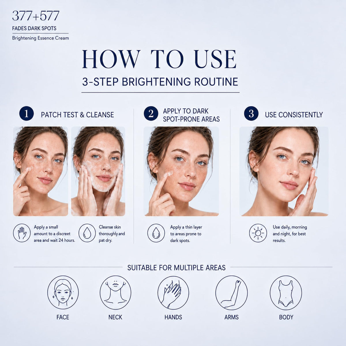 joefuud applied to neck and décolletage to show targeted spot-treatment benefits