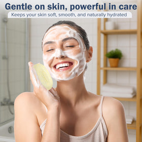 JOESOEF SKIN CARE soap held in hand to show size and travel-friendly benefit