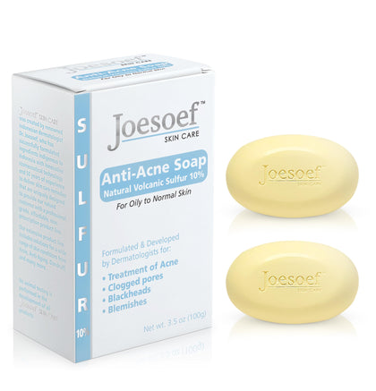 JOESOEF SKIN CARE front packaging showing medicated acne soap benefits