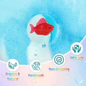 JOFEI bath bomb fizzing in tub creating colorful bubbles and calming play
