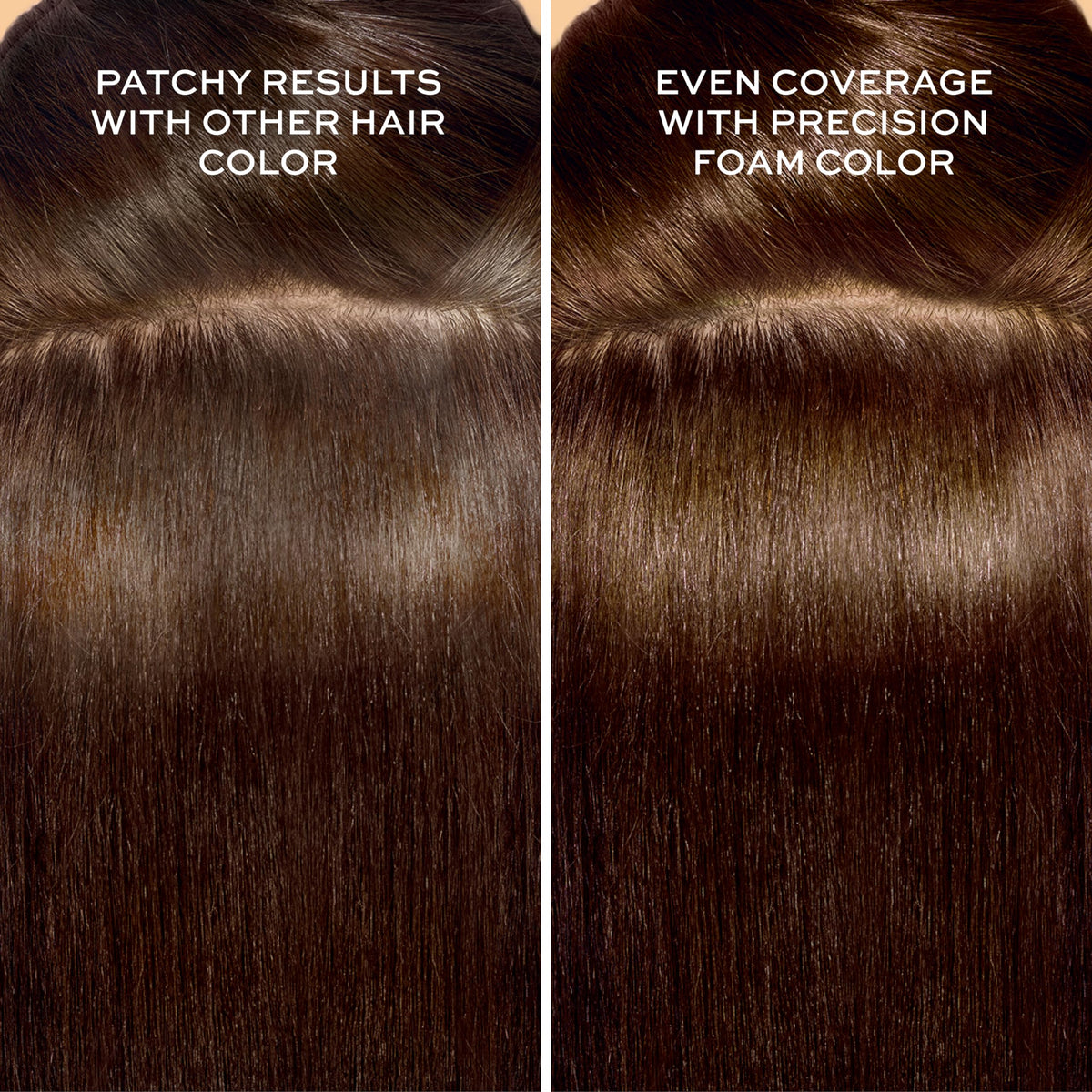 John Frieda foam applied at roots for precise, no-drip coverage