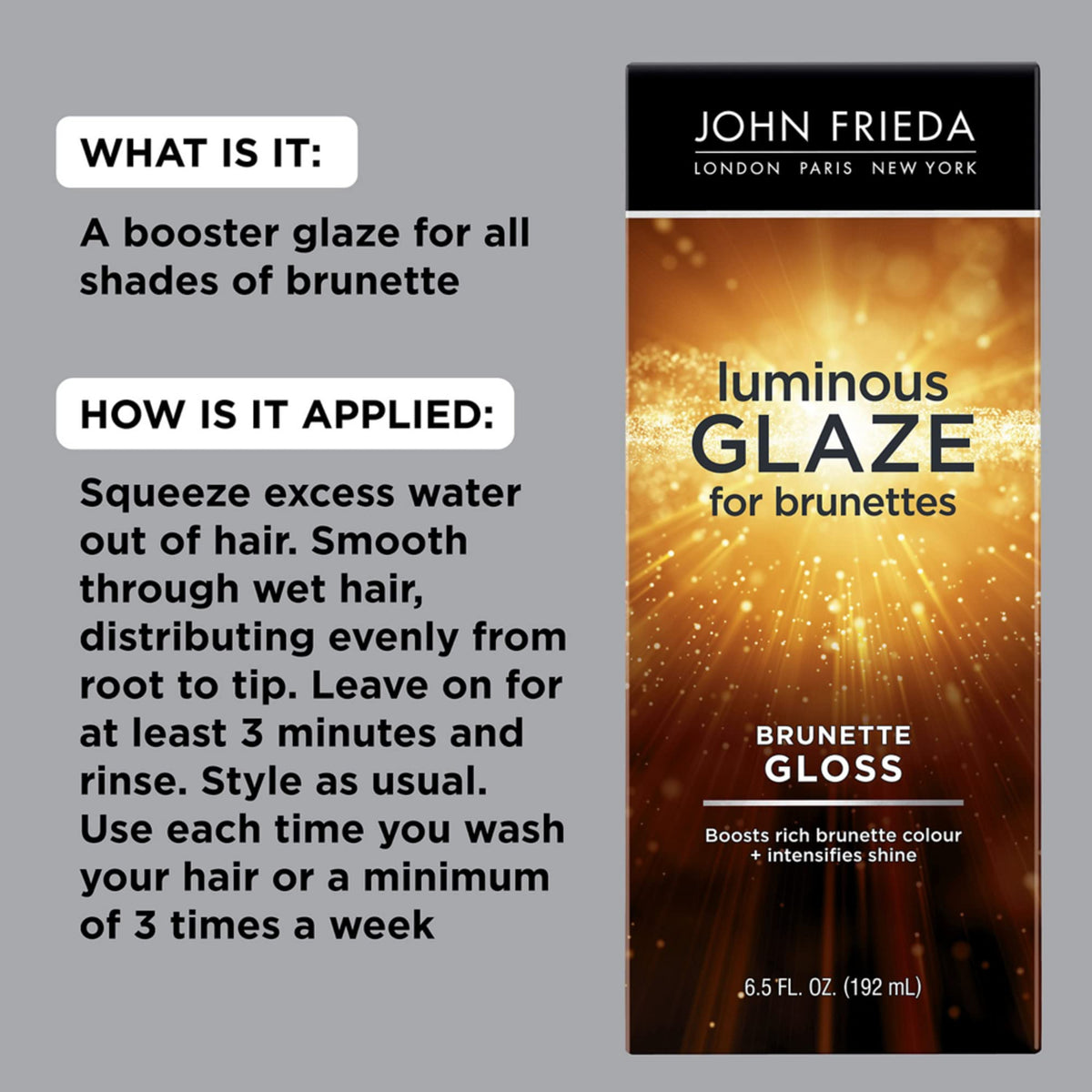 John Frieda product being applied in shower for quick treatment