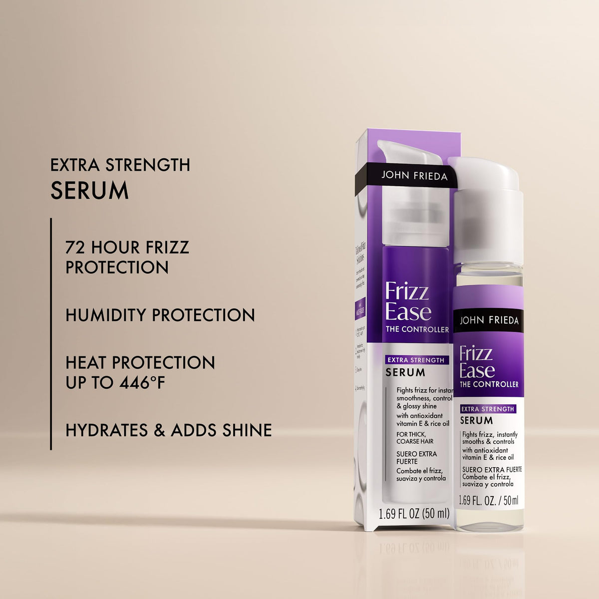 John Frieda being applied to wet hair demonstrating detangling and hydration benefits