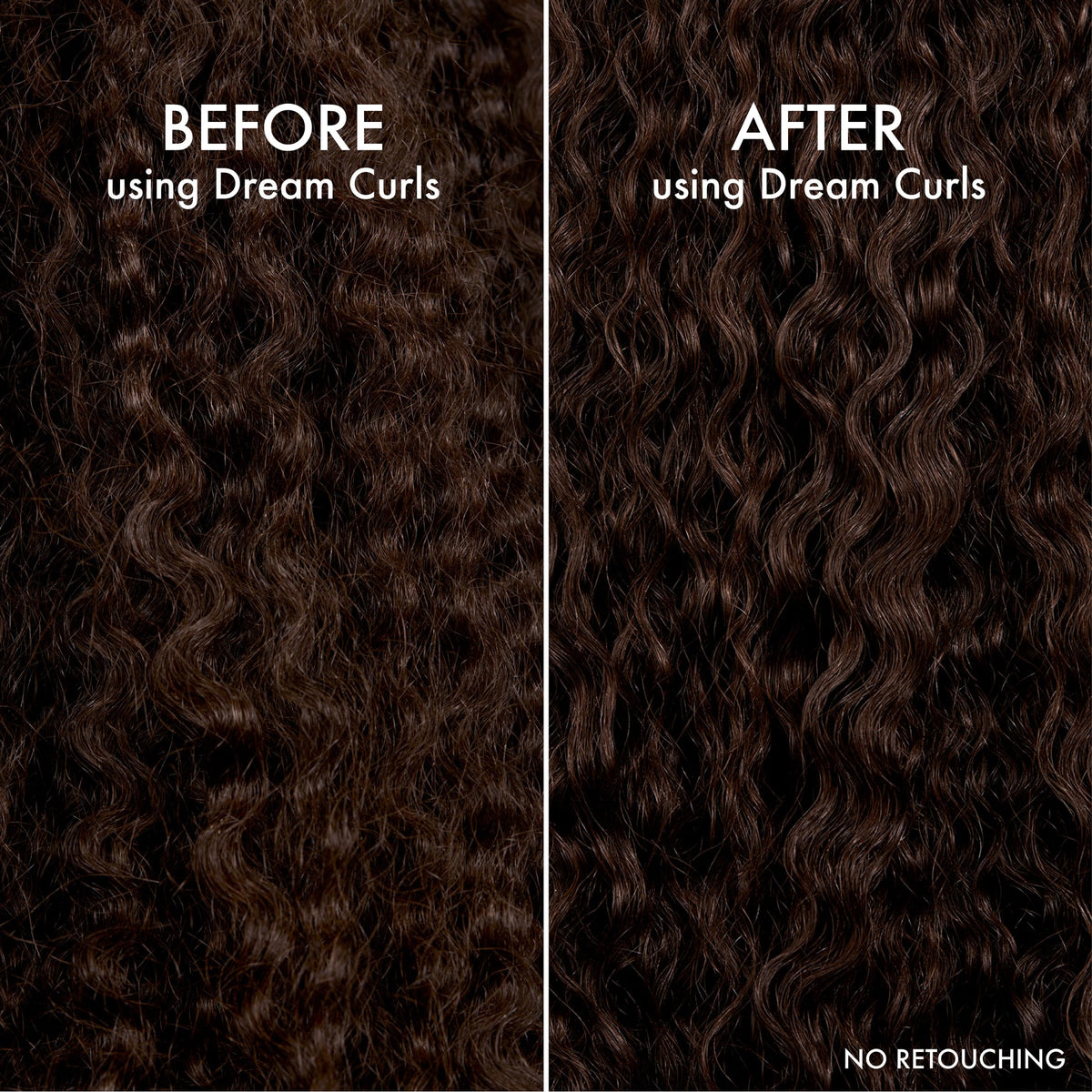 John Frieda before and after curls revealing reduced frizz and bounce