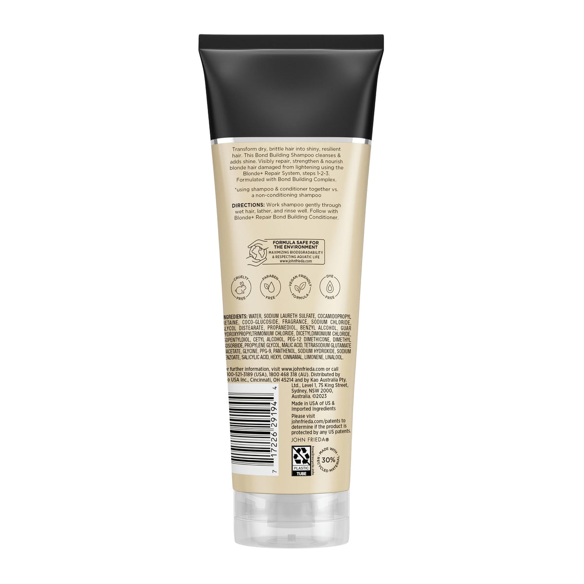 John Frieda styled blonde hair after use showing smoother finish