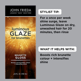 John Frieda glaze texture close-up highlighting smooth, reflective shine