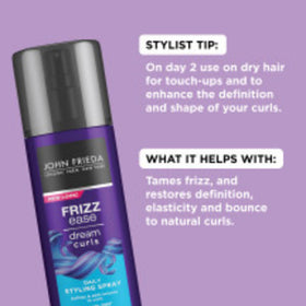 John Frieda Dream Curls close-up of mist texture highlighting lightweight, non-sticky formula