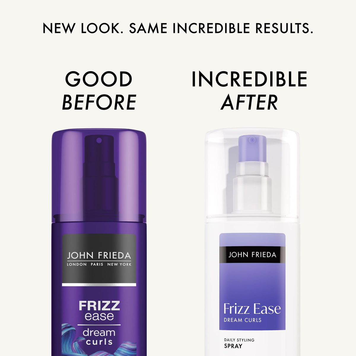 John Frieda Dream Curls spraying mist to demonstrate fine application and even coverage
