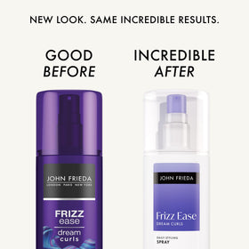 John Frieda Dream Curls spraying mist to demonstrate fine application and even coverage