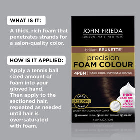 John Frieda thick white foam texture demonstrating non-drip application control