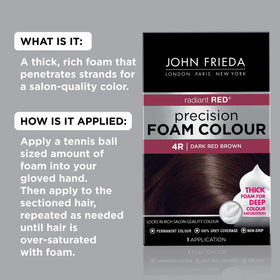 John Frieda foam texture close-up illustrating thick non-drip application