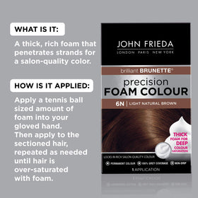 John Frieda foam texture close-up demonstrating no-drip control