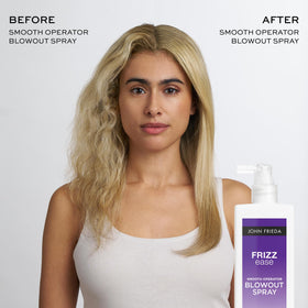 John Frieda bottle held in hand for scale to show 6.77 fl oz size