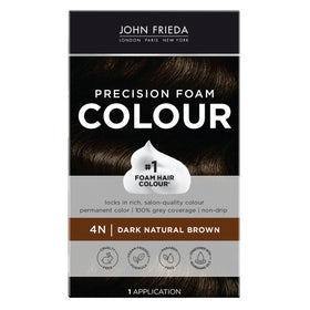 John Frieda front packaging showing shade 4N and benefits
