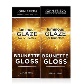 John Frieda front packaging showing product and glossy finish benefits