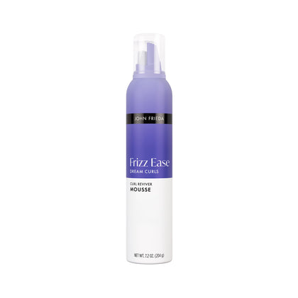 John Frieda front packaging showing Dream Curls mousse and size benefit