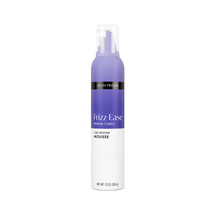 John Frieda front packaging showing Dream Curls mousse and size benefit