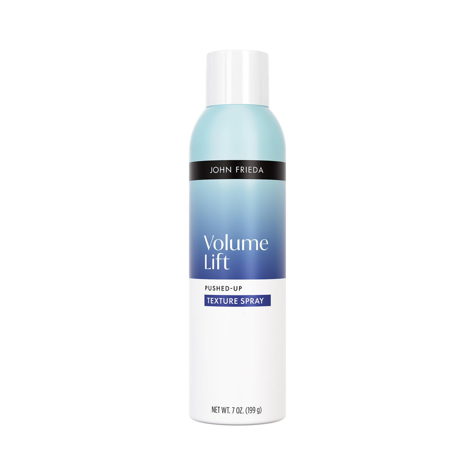 John Frieda front packaging showing lightweight texture spray benefits