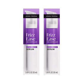 John Frieda front packaging showing serum and pack of two, convenient storage benefit