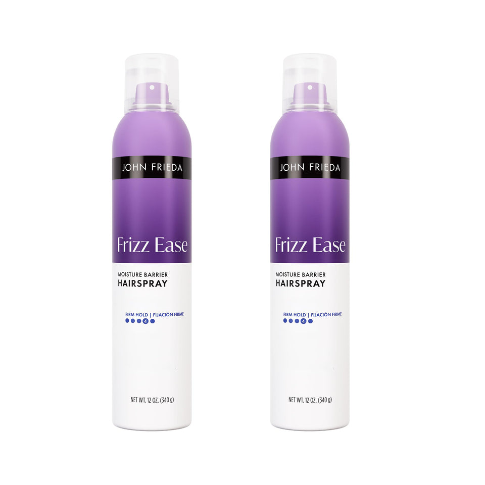 John Frieda front packaging shows product and benefits for frizz control