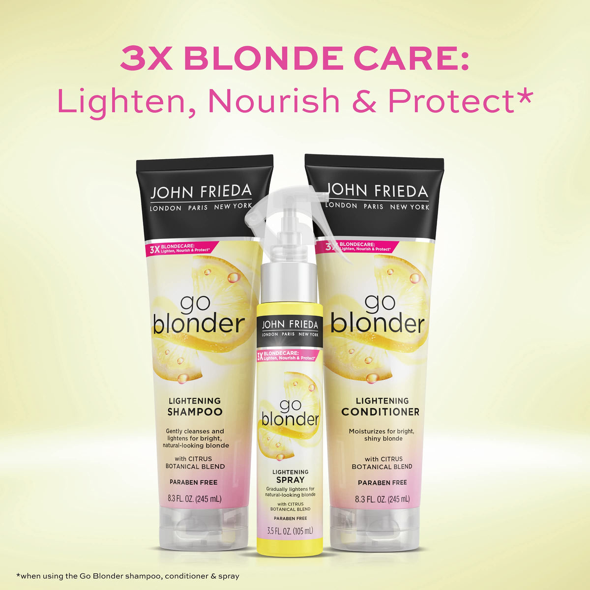 John Frieda before and after highlight detail showing brighter, sun-kissed results