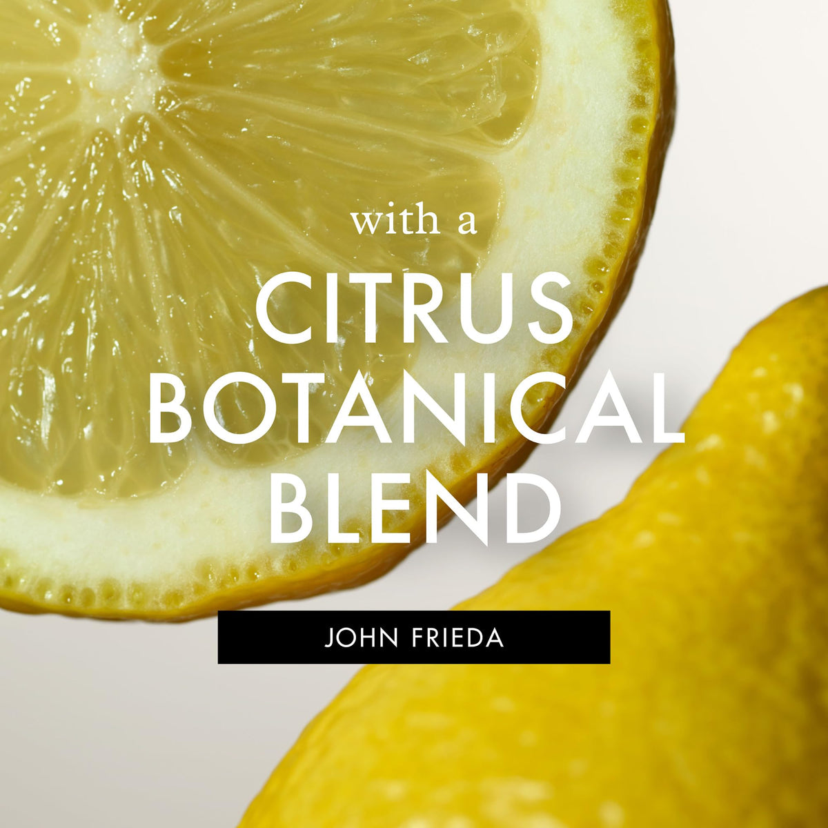John Frieda bottle label showing 50% recycled material tag