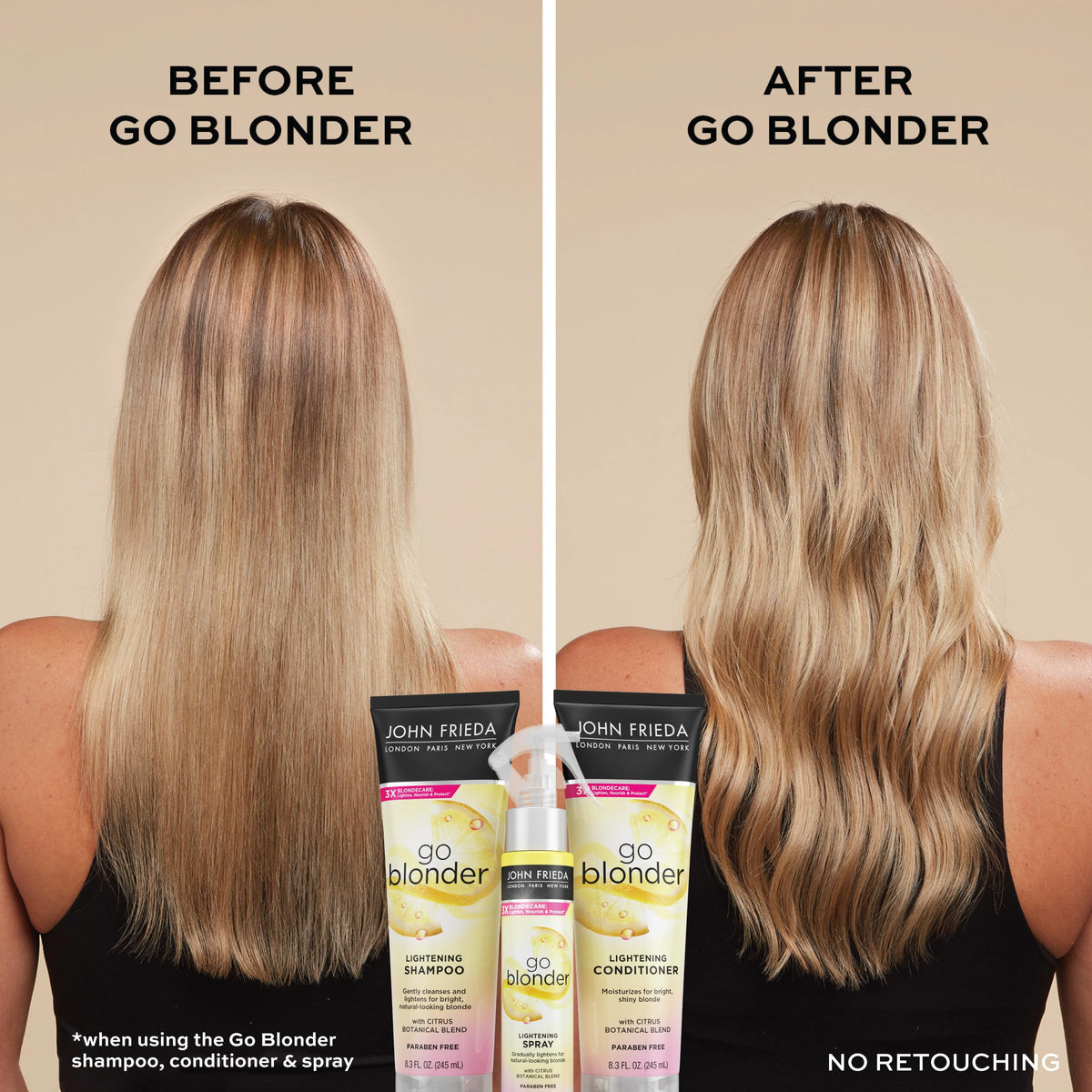 John Frieda foaming in hand to demonstrate easy cleansing and softening benefit