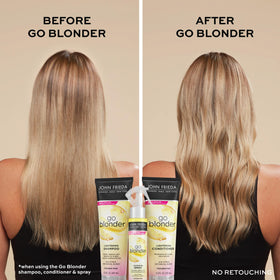 John Frieda foaming in hand to demonstrate easy cleansing and softening benefit