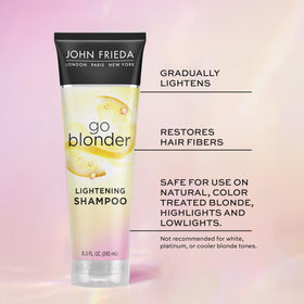 John Frieda shampoo texture poured to show lightweight formula and gentle lather