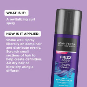 John Frieda label detail highlighting magnesium formula that helps restore curl pattern