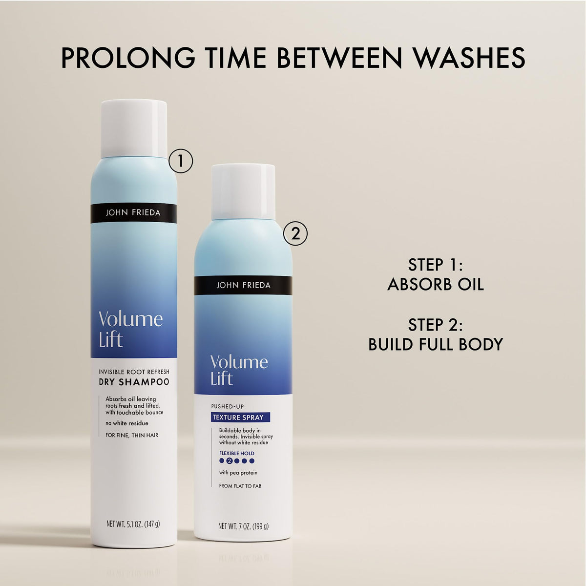 John Frieda bottle on bathroom counter suggesting everyday styling