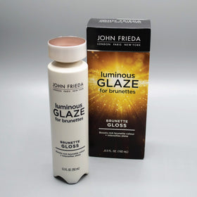 John Frieda lifestyle shot brunette hair gleaming after glaze benefit