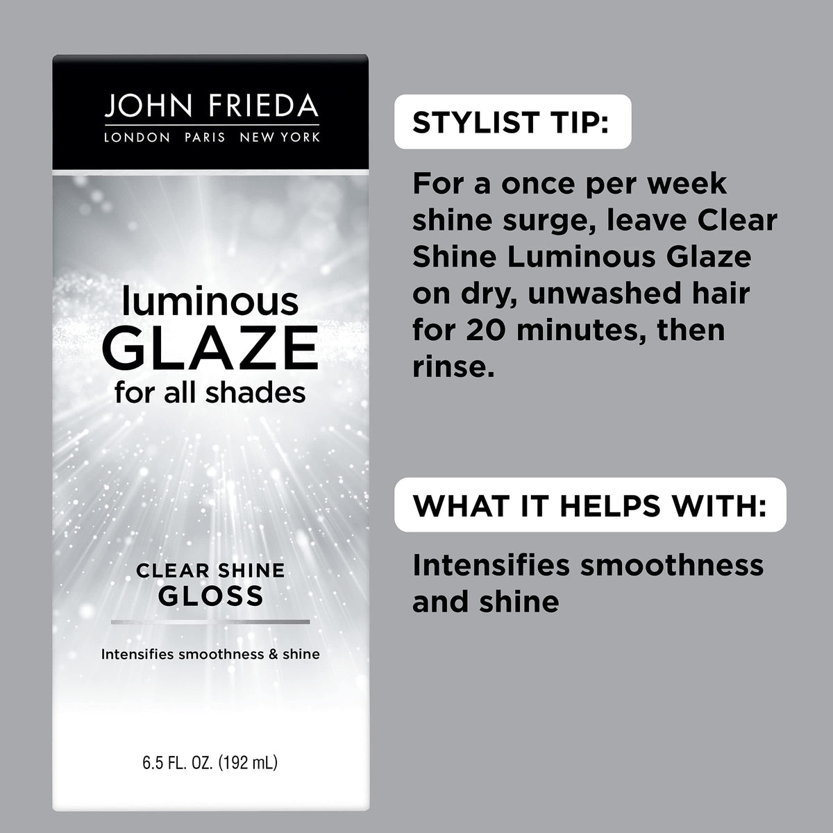 John Frieda label close-up highlighting product name and anti-fade benefit