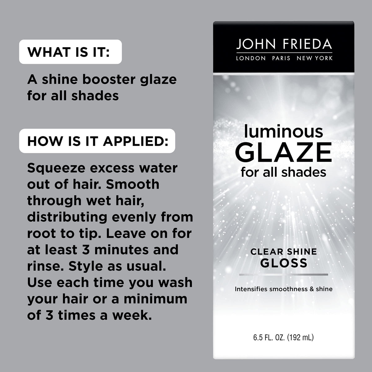 John Frieda texture close-up on hair strand showing smoother, glossier finish