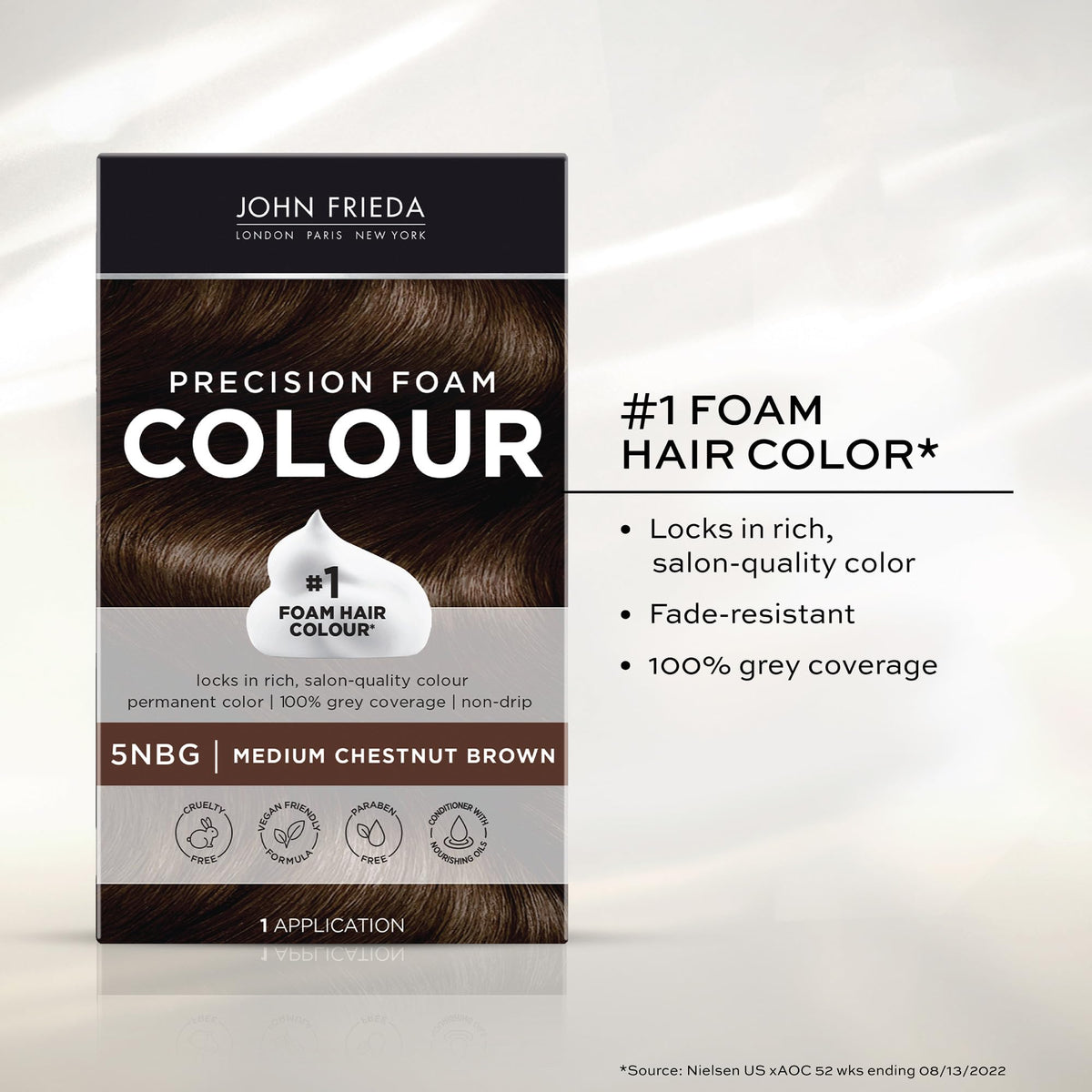 John Frieda application with gloved hands for mess-free coloring