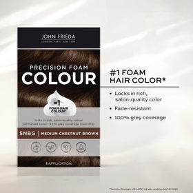 John Frieda application with gloved hands for mess-free coloring
