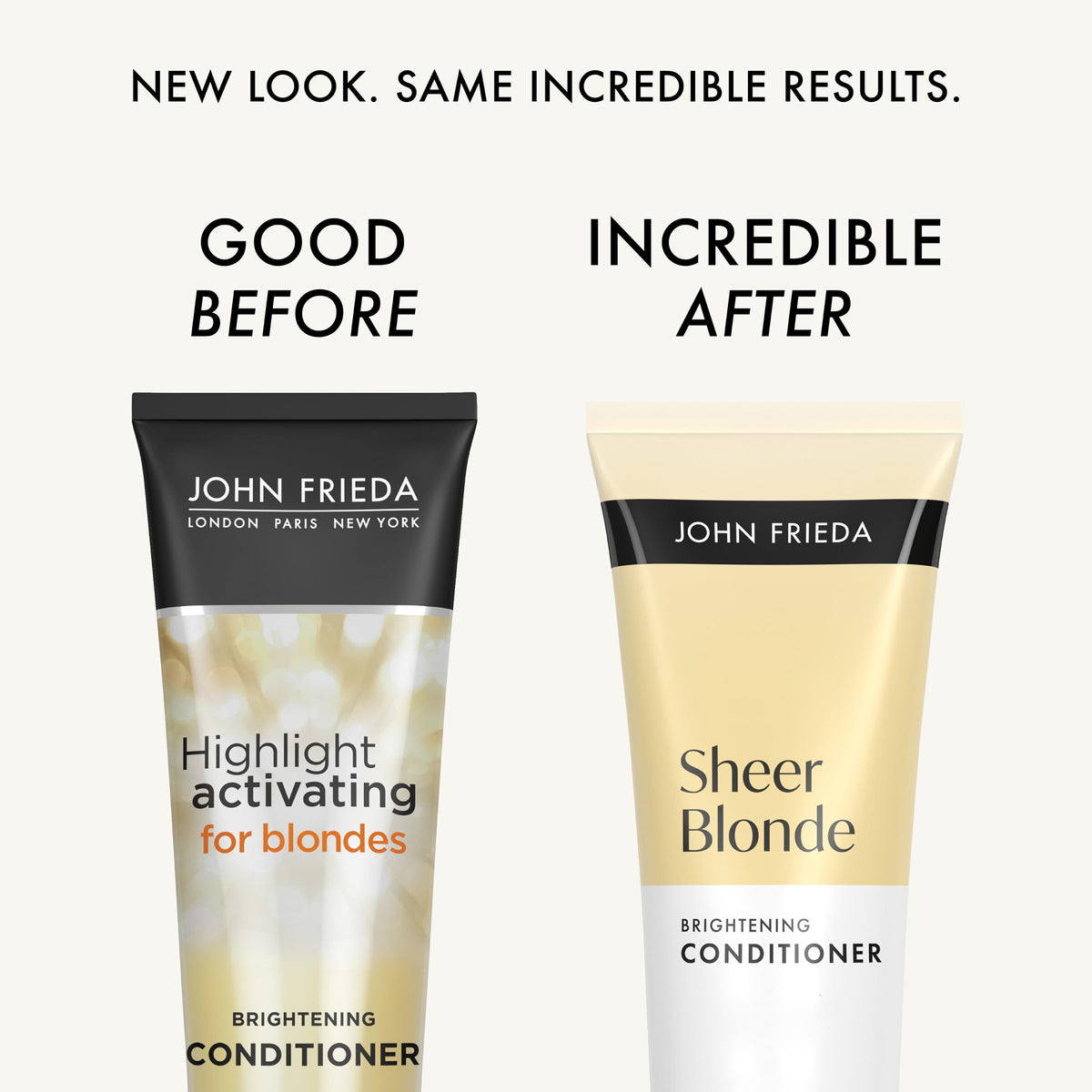 John Frieda pump and cap detail for easy dispensing benefit
