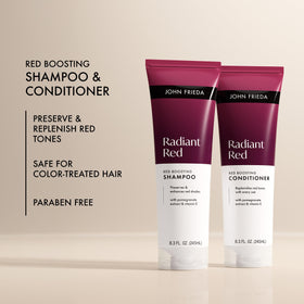 John Frieda two bottles side by side, complete red-maintenance system