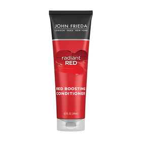 John Frieda bottle front showing product and benefit of enhanced red tones