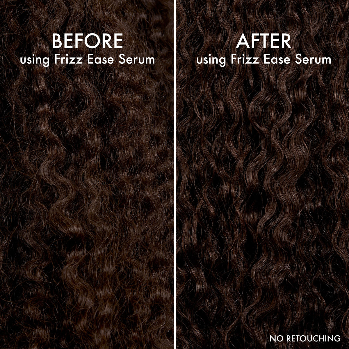John Frieda serum applied to dry hair targeting frizz for precise control