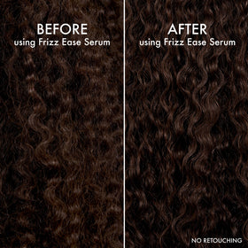 John Frieda serum applied to dry hair targeting frizz for precise control