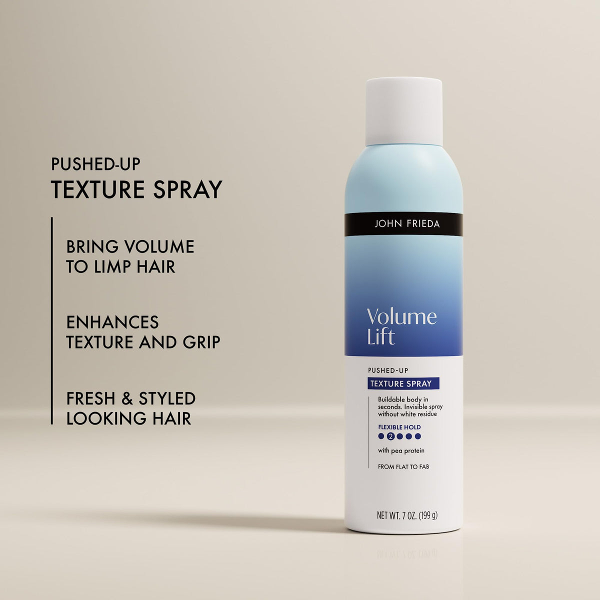 John Frieda mist spraying to create instant volume and even coverage