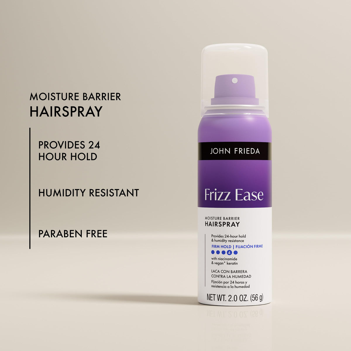 John Frieda texture mist spraying into air for even coverage