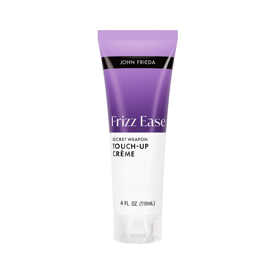 John Frieda front packaging showing compact touch-up creme and polished finish benefit
