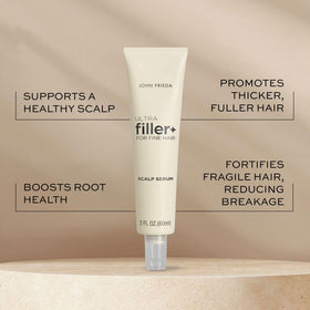 John Frieda dropper dispensing serum onto fingertips for precise application benefit