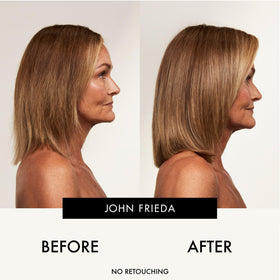 John Frieda ingredients display highlighting biotin and hyaluronic acid